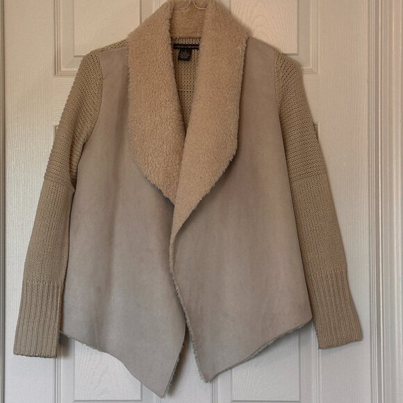 Chelsea & Theodore Cream Faux Suede & Sweater Jacket – Size S - Picture 1 of 3